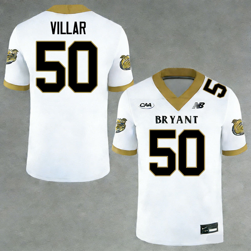 Bryant Bulldogs #50 Maximus Villar College Football Jerseys,Uniforms-White